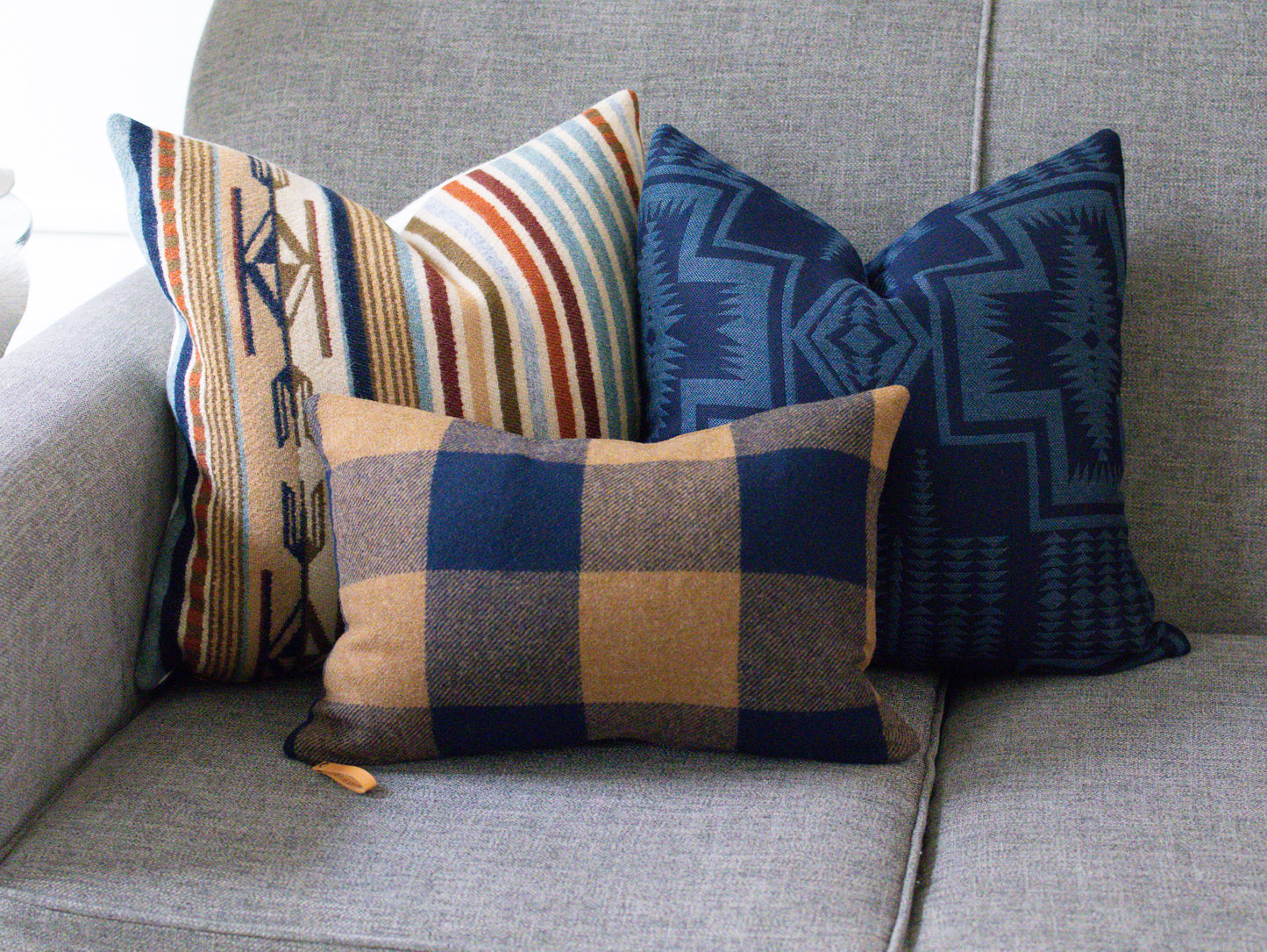 Navy & Camel Buffalo Check Wool Pillow Cover – Made to Order