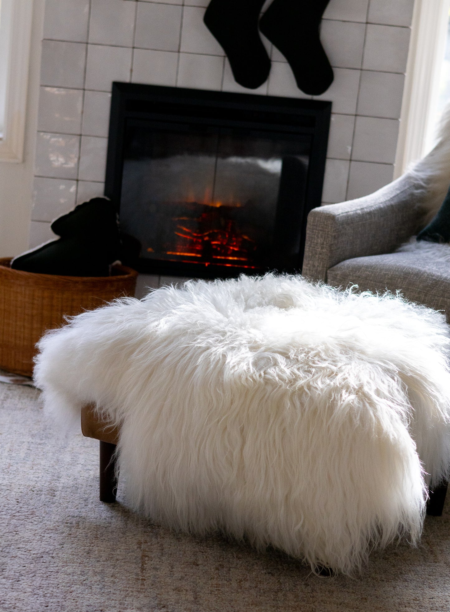 Icelandic Sheepskin Throw in Ivory