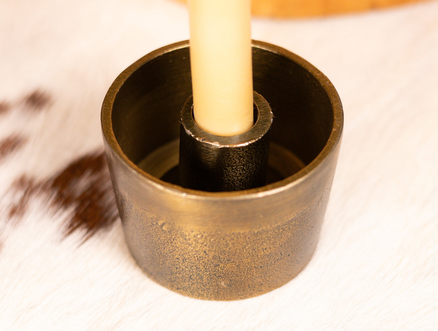Textured Brass Taper Candle Holders – Vintage-Inspired