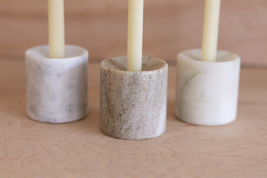 Set of Three Multi-Tone Marble Candle Holders