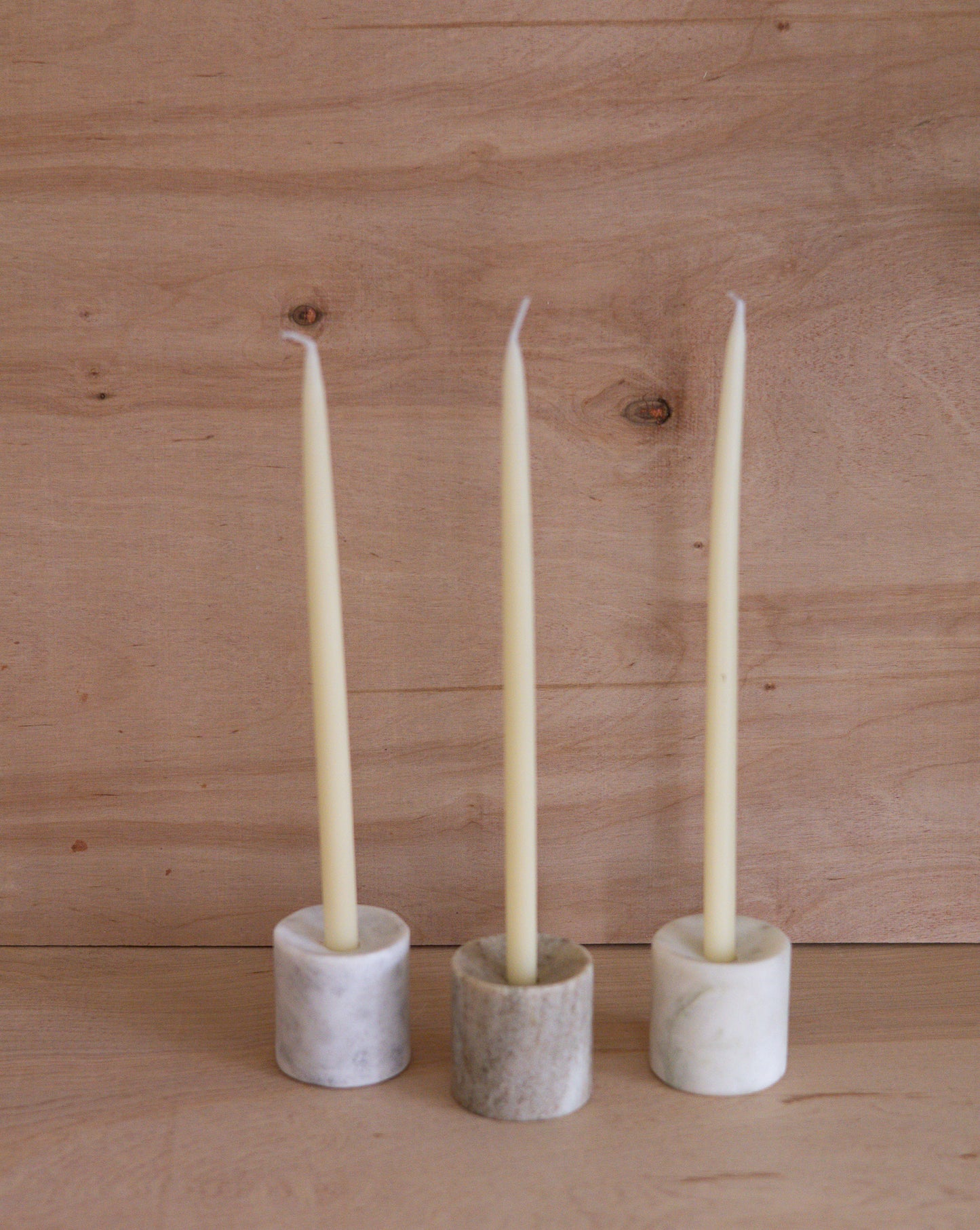 Set of Three Multi-Tone Marble Candle Holders