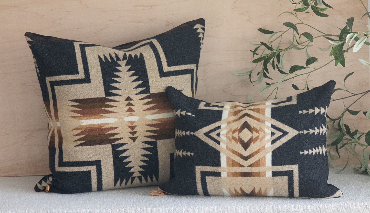 Oxford Harding Wool Pillow Cover – Black & Camel Iconic Pattern