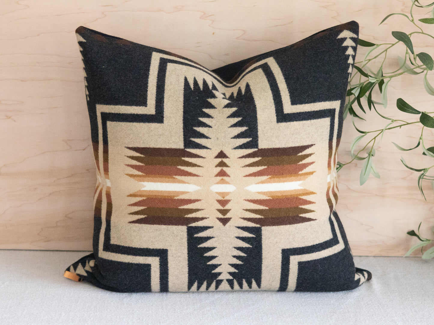 Oxford Harding Wool Pillow Cover – Black & Camel Iconic Pattern