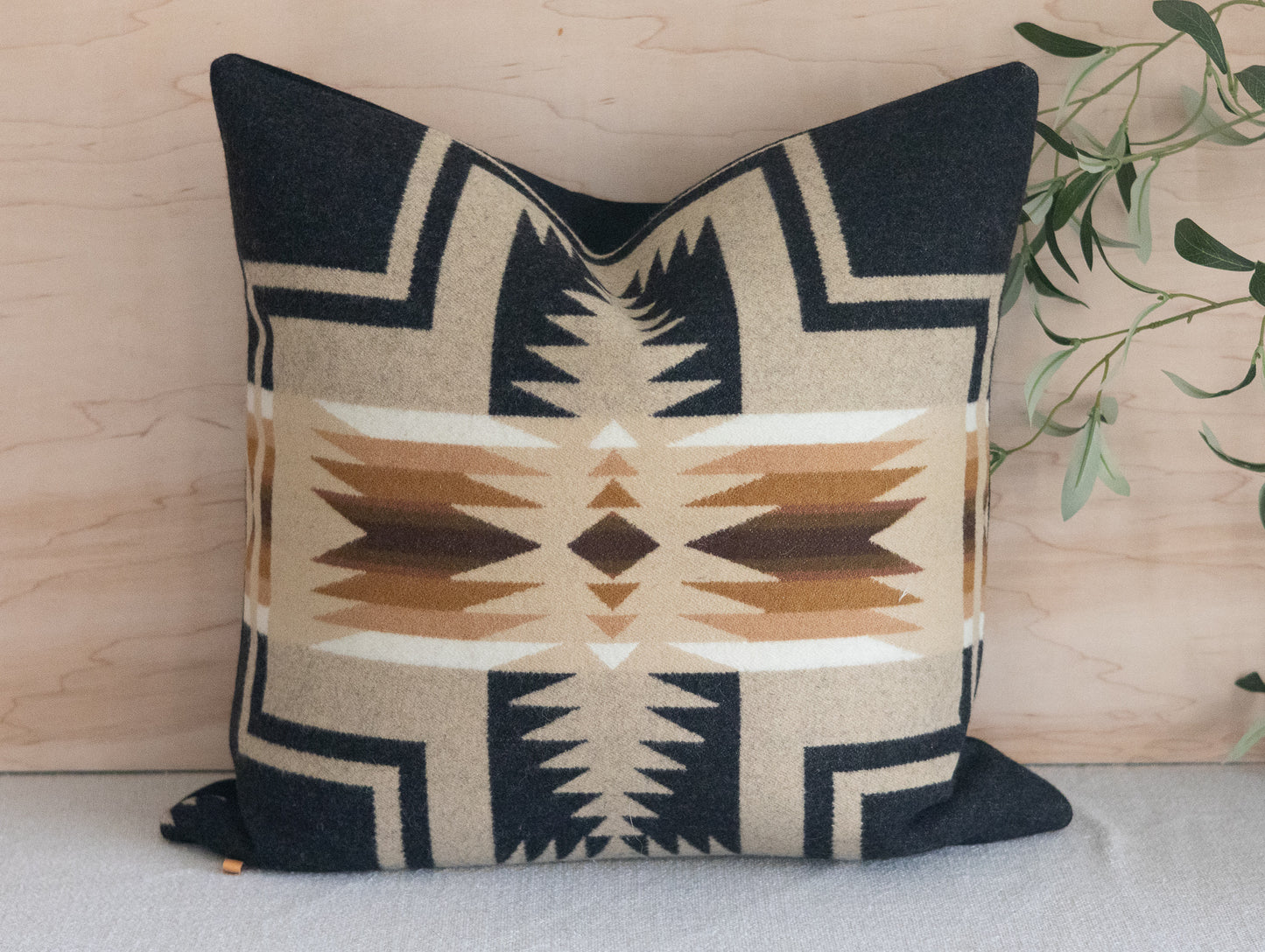 Oxford Harding Wool Pillow Cover – Black & Camel Iconic Pattern