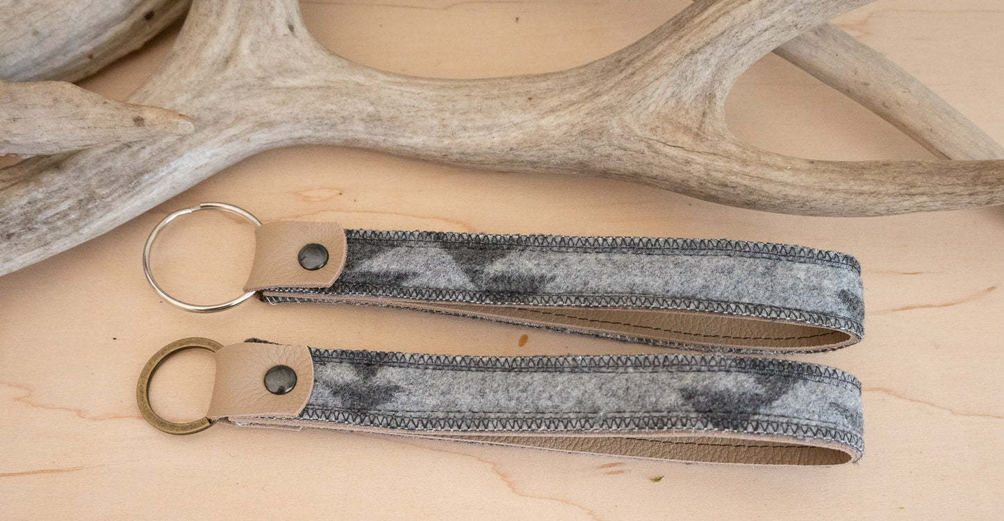 Heritage Wool Key Fob Wristlet – Leather & Southwestern Pattern