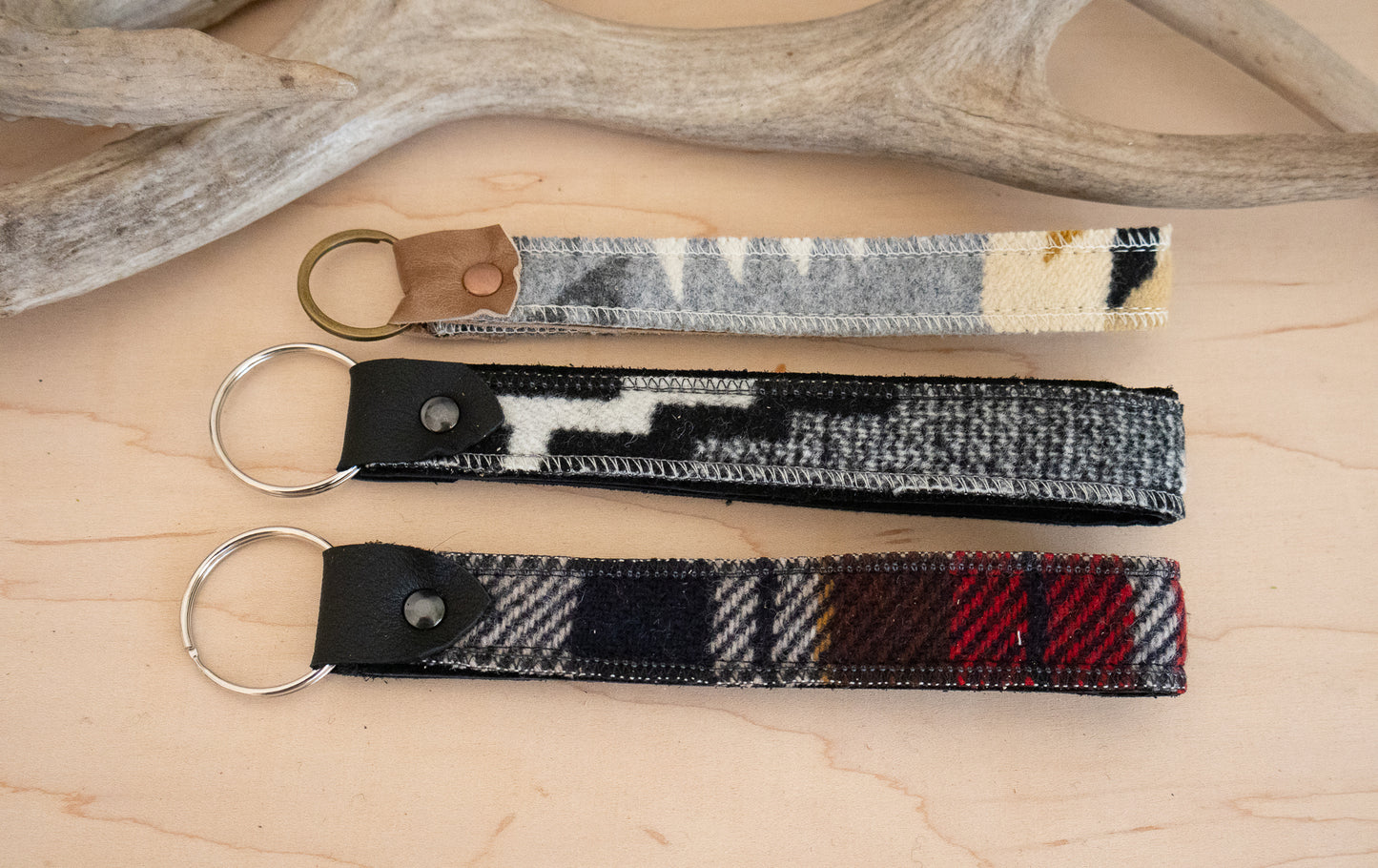 Heritage Wool Key Fob Wristlet – Leather & Southwestern Pattern