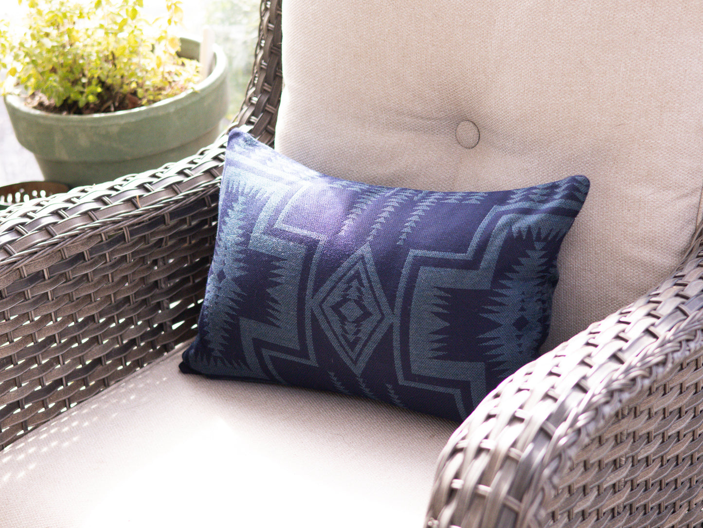 Harding Southwestern Outdoor Pillow Cover — Indigo