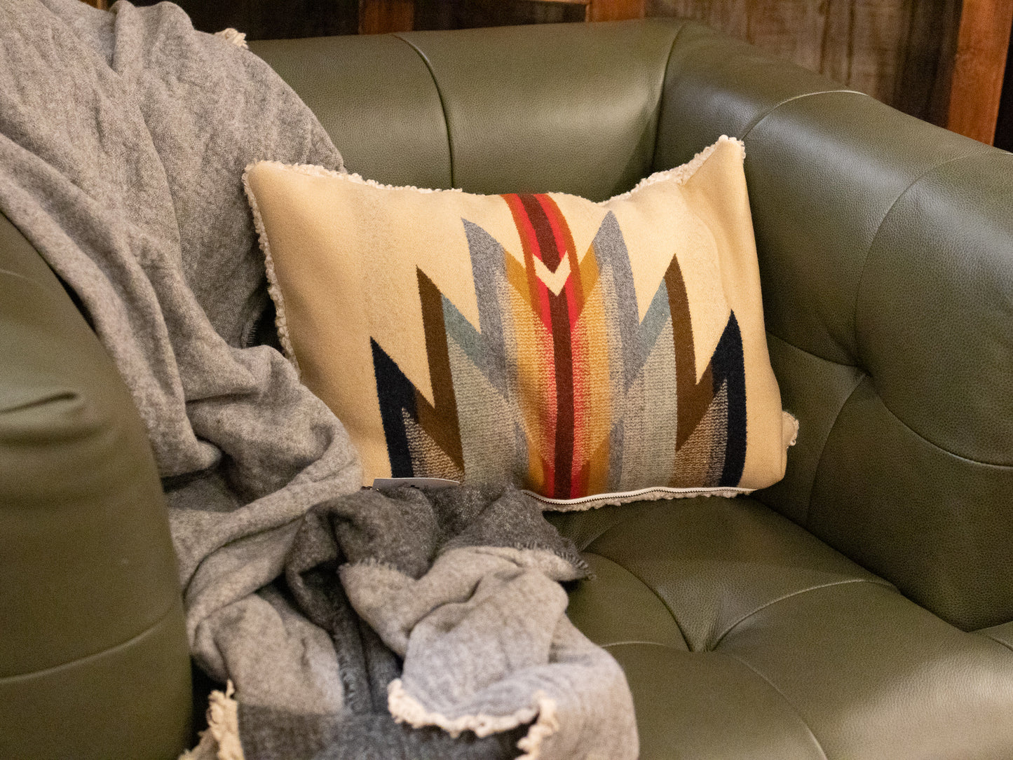 Wyeth Trail Beige Jacquard Pillow Cover – 14x20