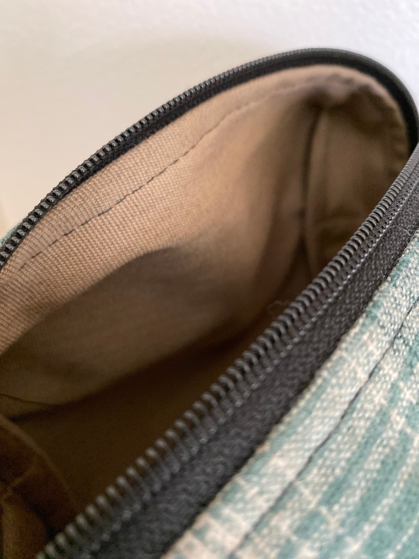 Green Plaid wool lined shaving Dopp kit