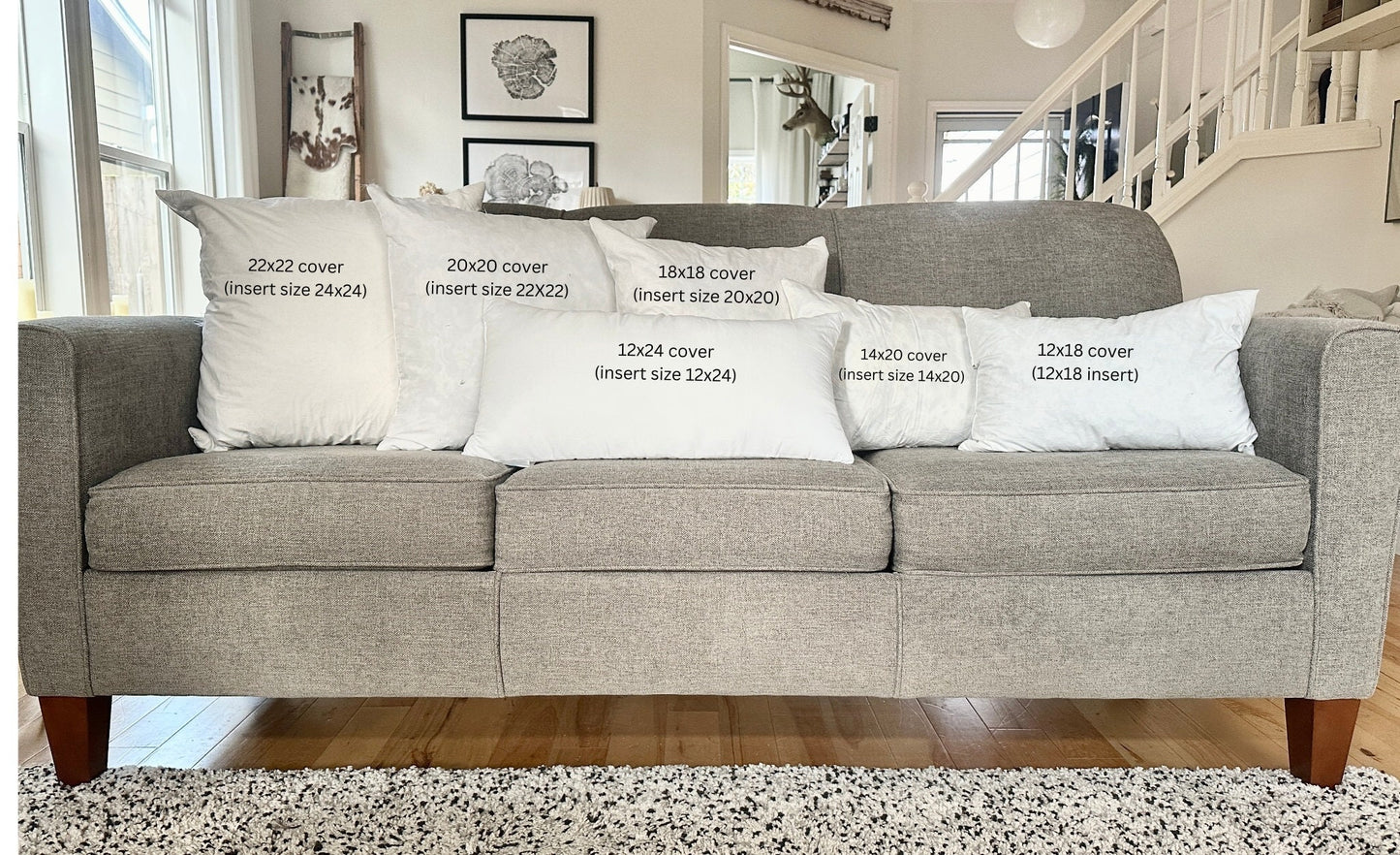 Pair of Glacier Stripe Wool Lumbar Pillow Covers – 13x19" Ready to Ship