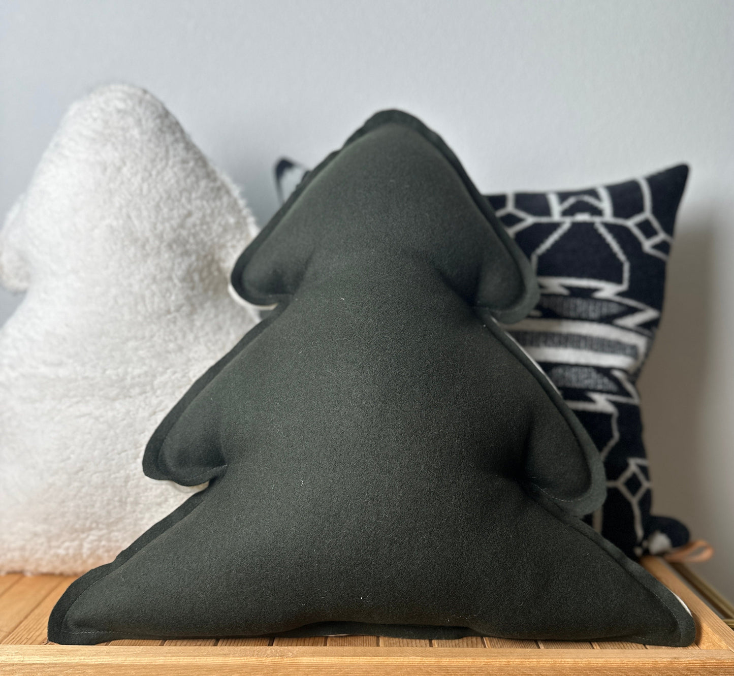 Rain Forest Green Wool Tree Pillow – Ready to Ship Rustic Accent