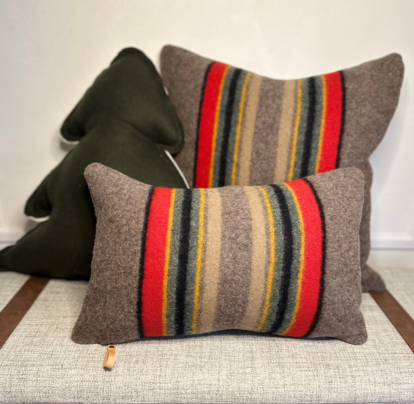 Rain Forest Green Wool Tree Pillow – Ready to Ship Rustic Accent