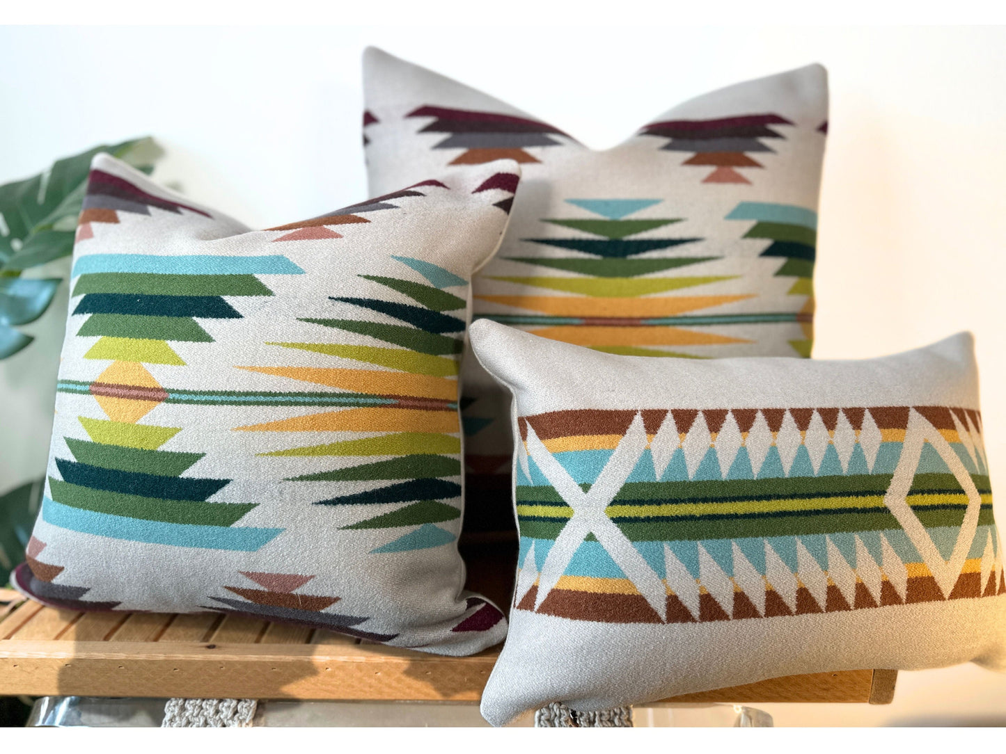 Falcon Cove Border wool Southwestern pillow cover, 12x18 lumbar sham, ready to ship
