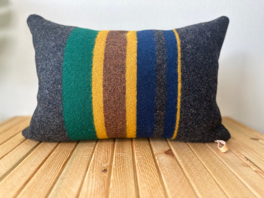 Yakima Camp Wool Pillow Cover — Oxford Stripe • Rustic Cabin Pillow • Neutral Cozy Decor