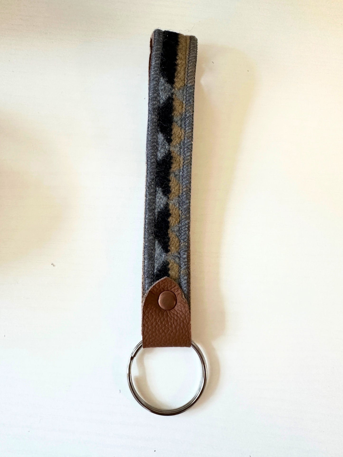 Southwestern Wool & Leather Key Fob Wristlet: Purse Organizer, Back-to-School Tribal Keychain Gift