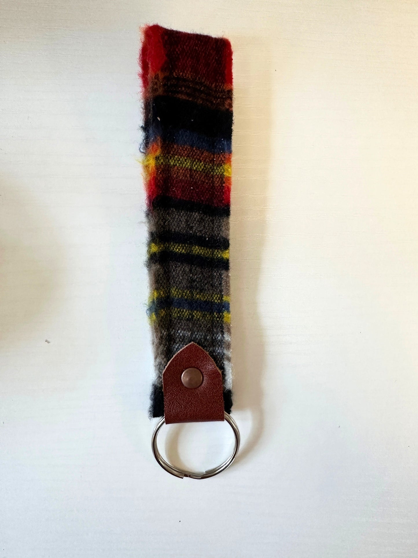 Southwestern Wool & Leather Key Fob Wristlet: Purse Organizer, Back-to-School Tribal Keychain Gift