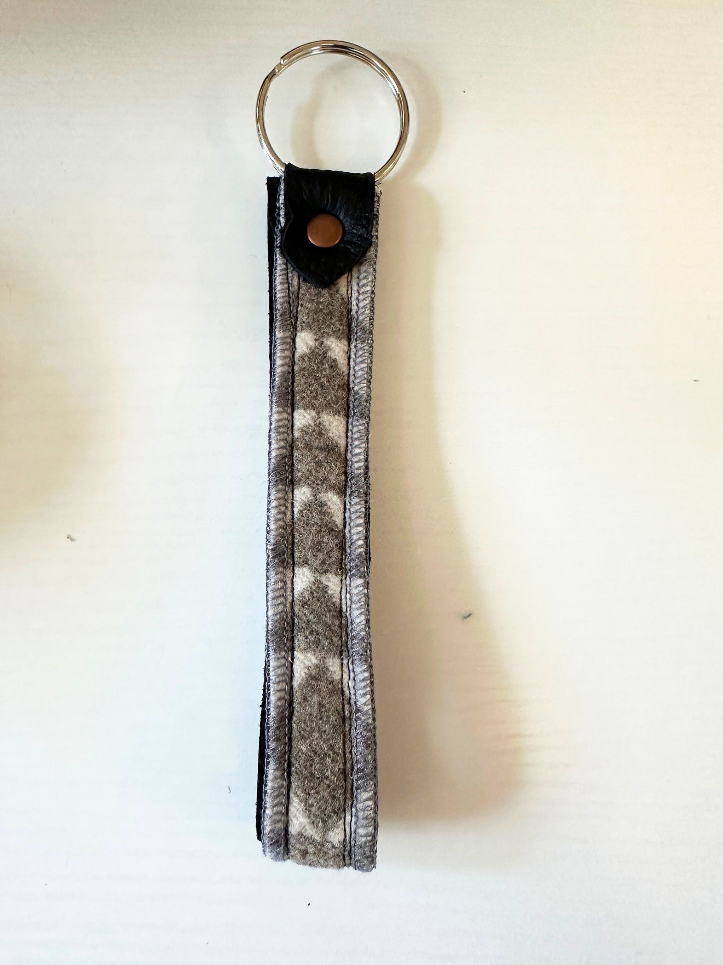 Southwestern Wool & Leather Key Fob Wristlet: Purse Organizer, Back-to-School Tribal Keychain Gift