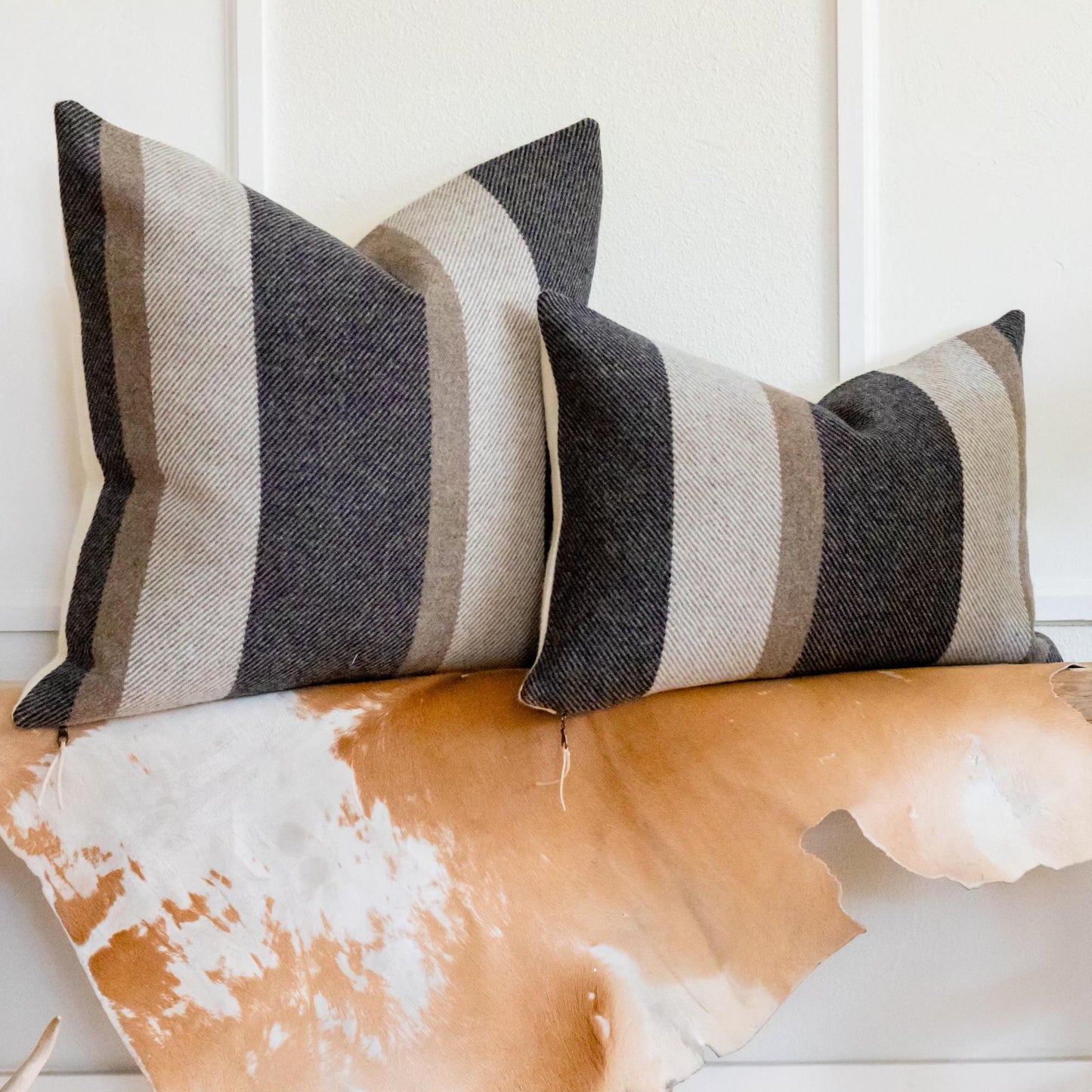 Midnight Navy Stripe Wool Pillow Cover – Washable Eco-Wise Wool