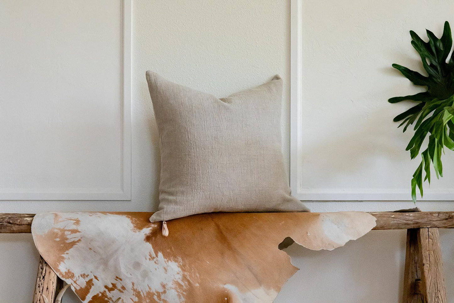 Leona Linen Pillow Cover in Greige – Sustainable Neutral Cushion, Made to Order