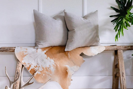 Leona Linen Pillow Cover in Greige – Sustainable Neutral Cushion, Made to Order