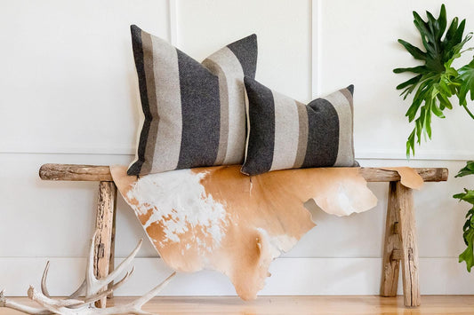 Midnight Navy Stripe Wool Pillow Cover – Washable Eco-Wise Wool