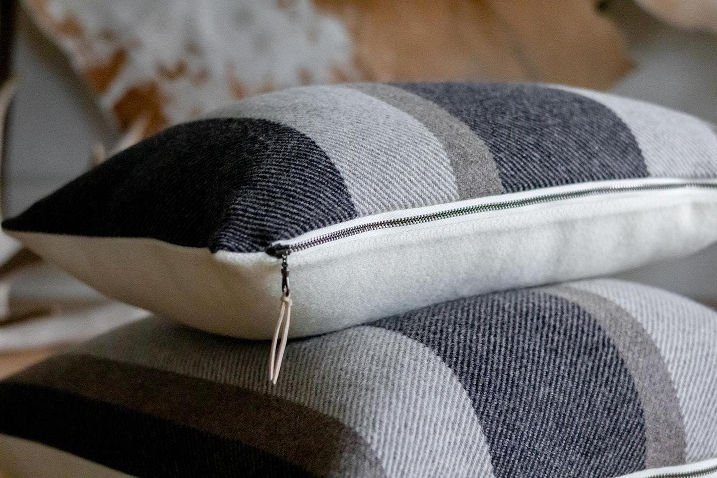 Midnight Navy Stripe Wool Pillow Cover – Washable Eco-Wise Wool