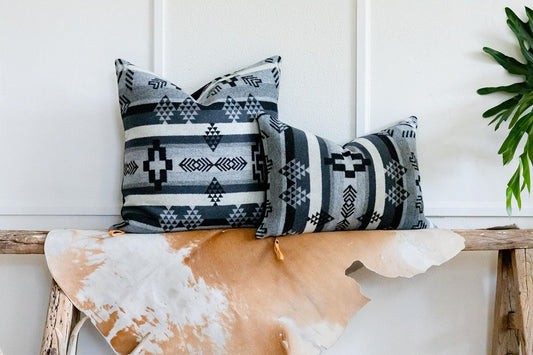 Black, Gray & White Stripe Wool Pillow Cover – Southwestern Style