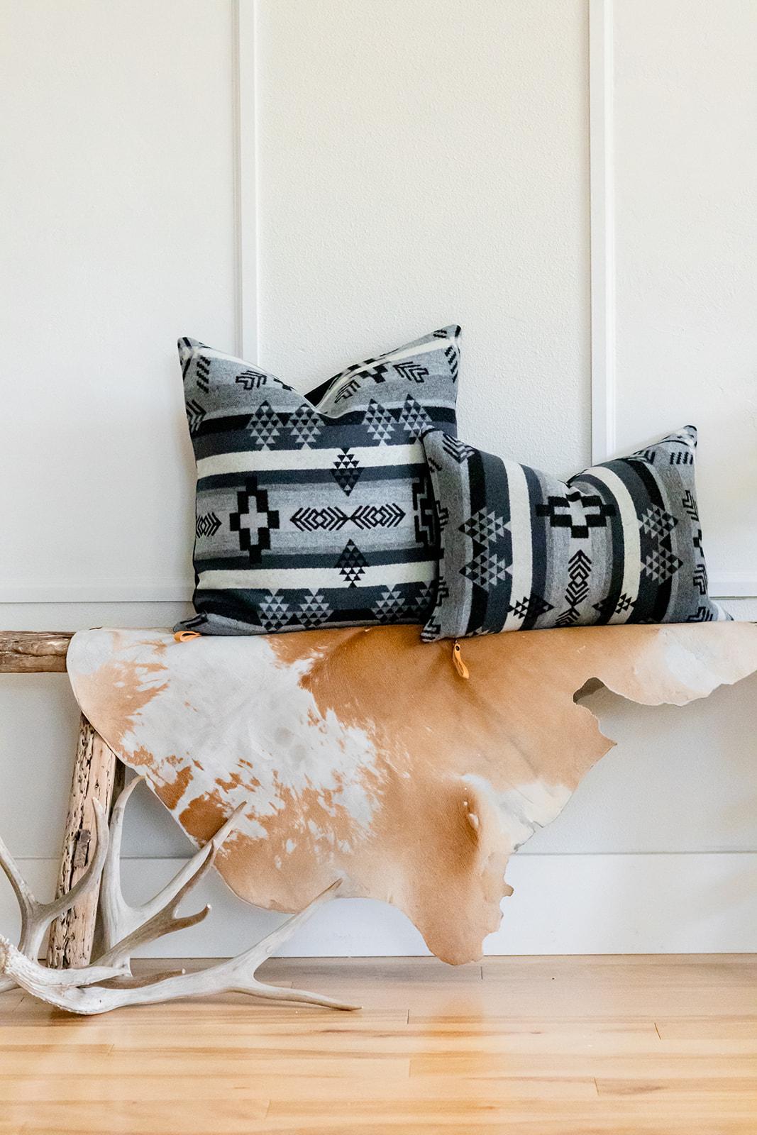 Black, Gray & White Stripe Wool Pillow Cover – Southwestern Style