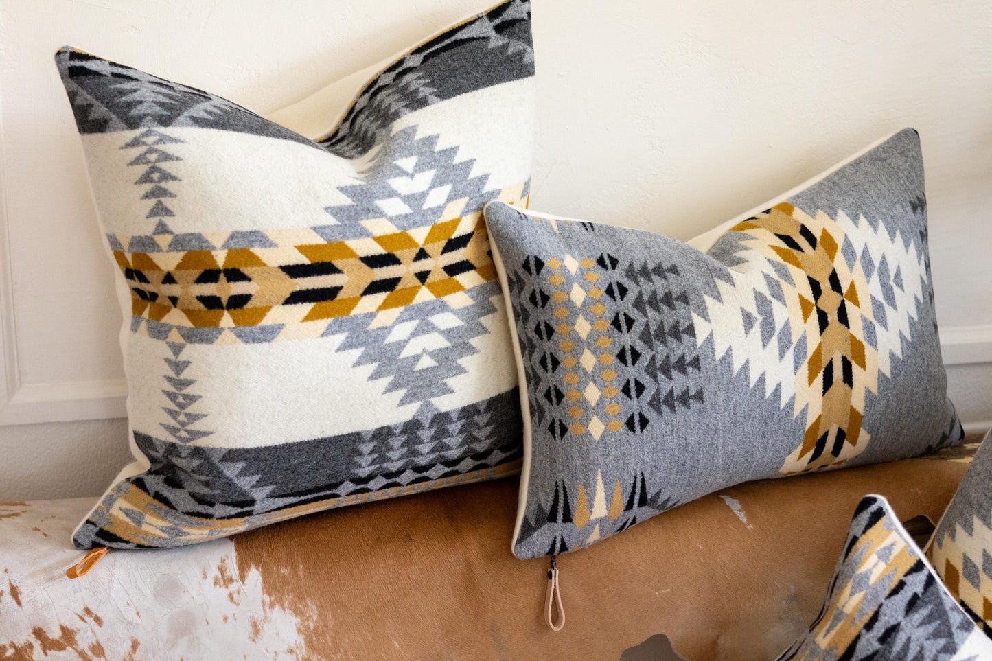 Rancho Arroyo Wool Pillow Cover – Ivory Geometric Jacquard