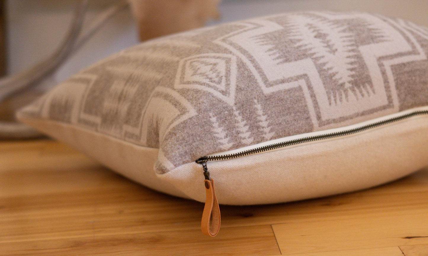 Harding Wool Pillow Cover – Tonal Taupe & Beige Pattern