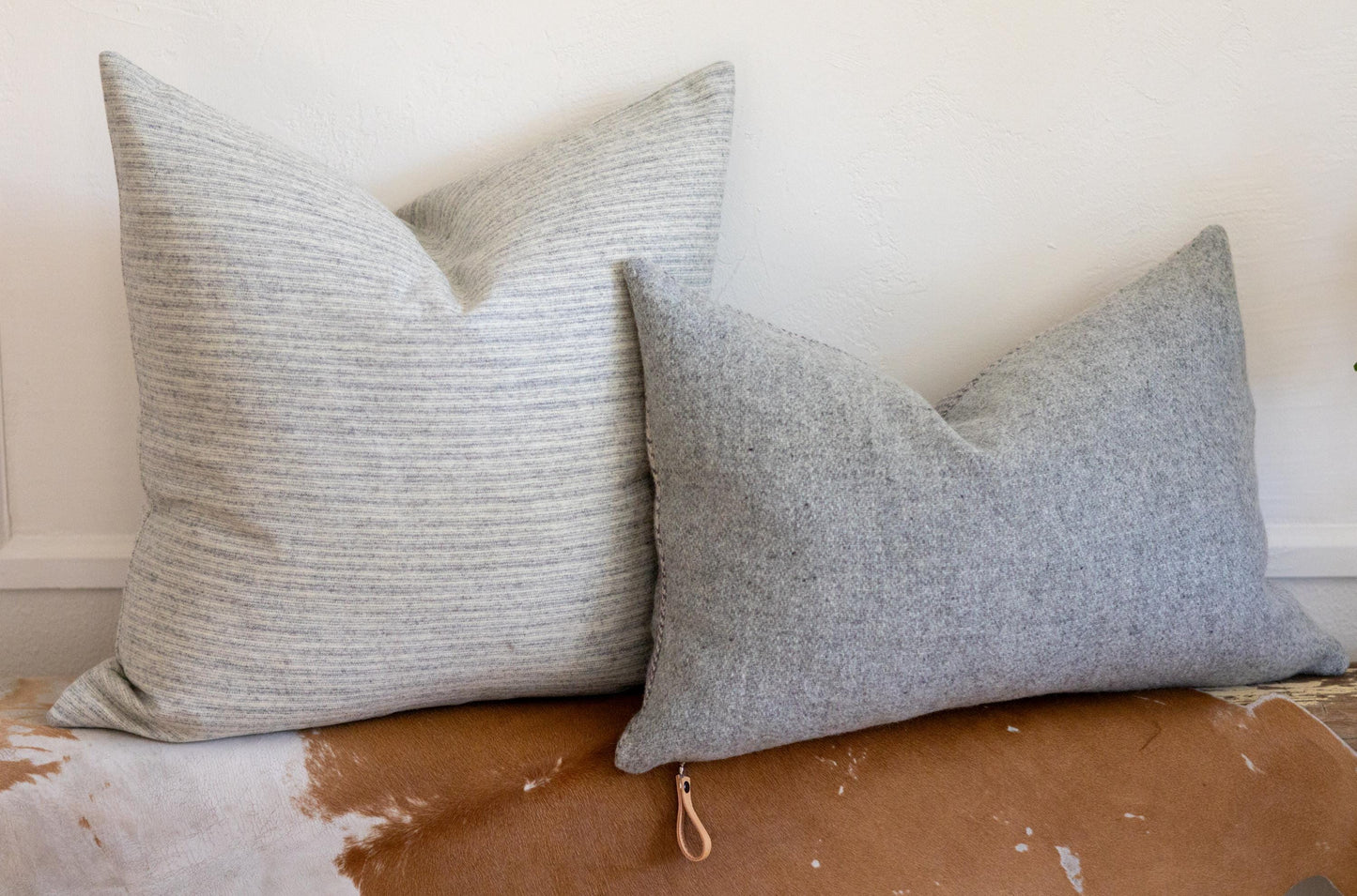 Gray & Cream Striped Wool Pillow Cover – Ready to Ship