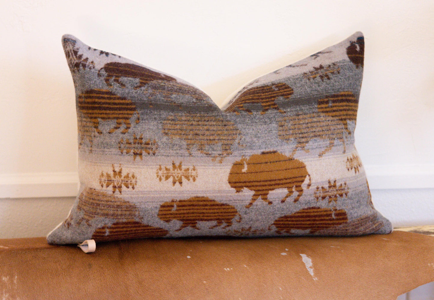 Heritage Buffalo Wool Pillow Cover – Gray | Made-to-Order
