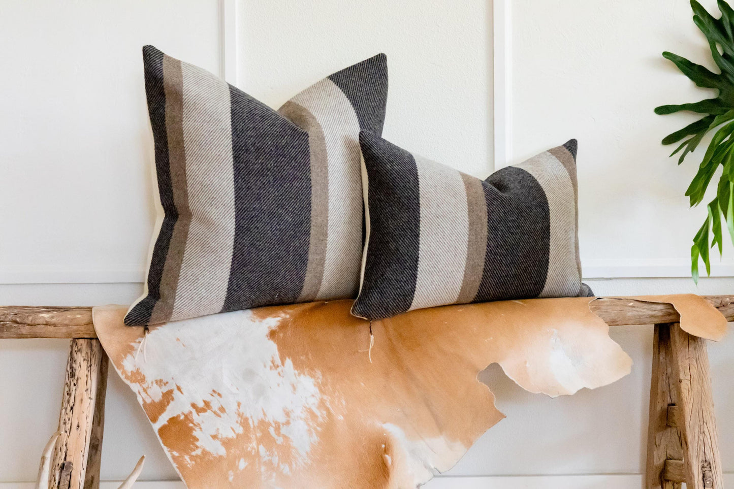 Midnight Navy Stripe Wool Pillow Cover – Washable Eco-Wise Wool