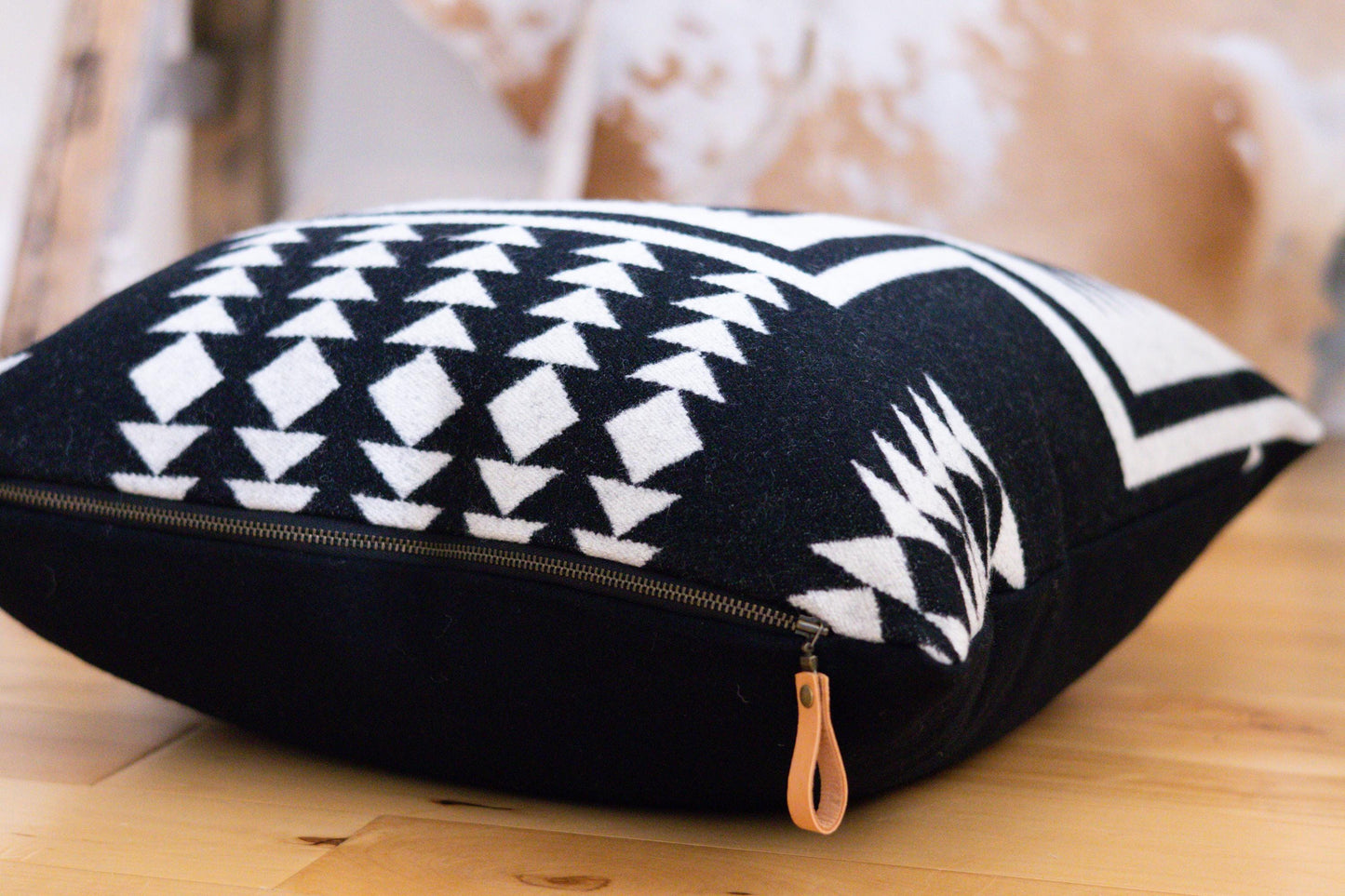 Walking Rock Pendleton® Wool Pillow Cover – Classic Black & White Design