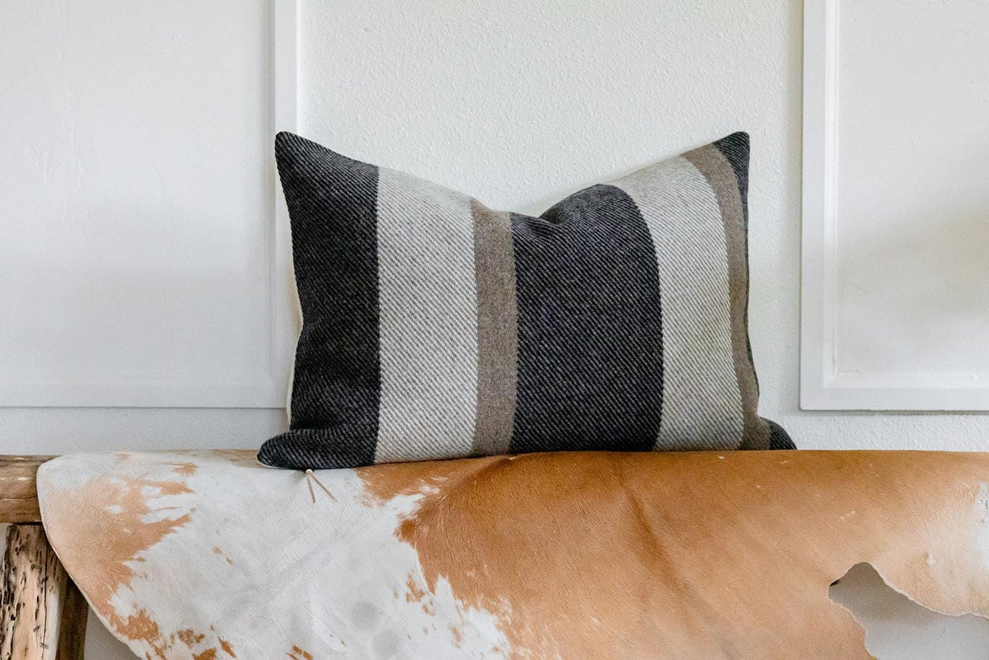Midnight Navy Stripe Wool Pillow Cover – Washable Eco-Wise Wool