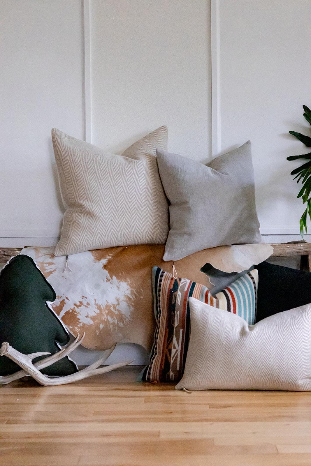 Leona Linen Pillow Cover in Greige – Sustainable Neutral Cushion, Made to Order