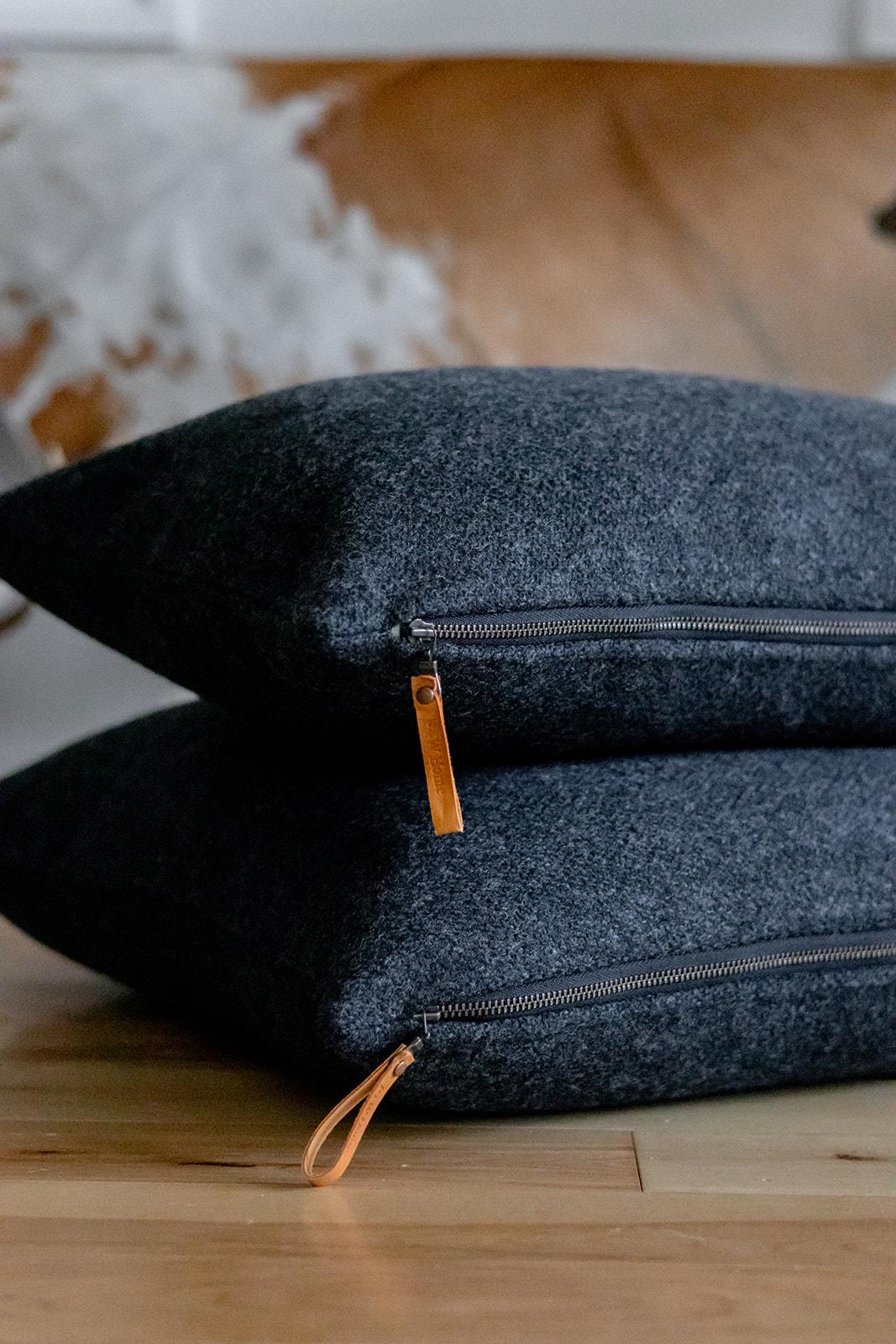 Charcoal Gray Wool Pillow Cover – Washable Pendleton® Eco-Wise Wool Cushion
