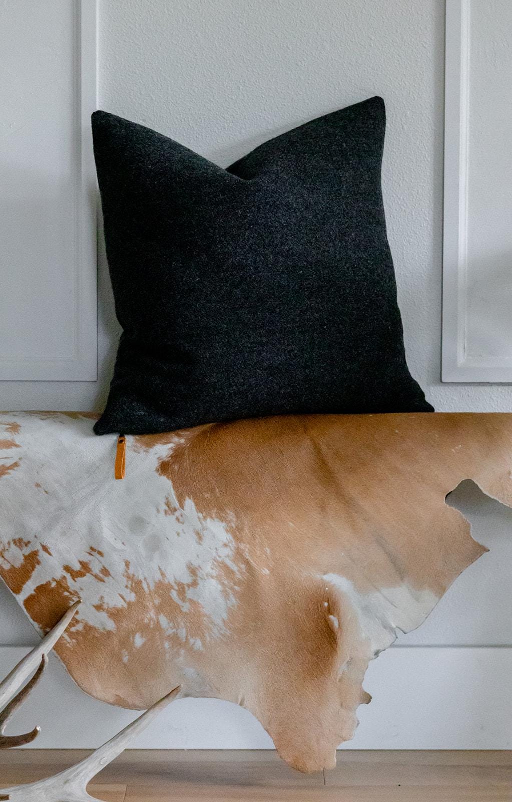 Charcoal Gray Wool Pillow Cover – Washable Pendleton® Eco-Wise Wool Cushion