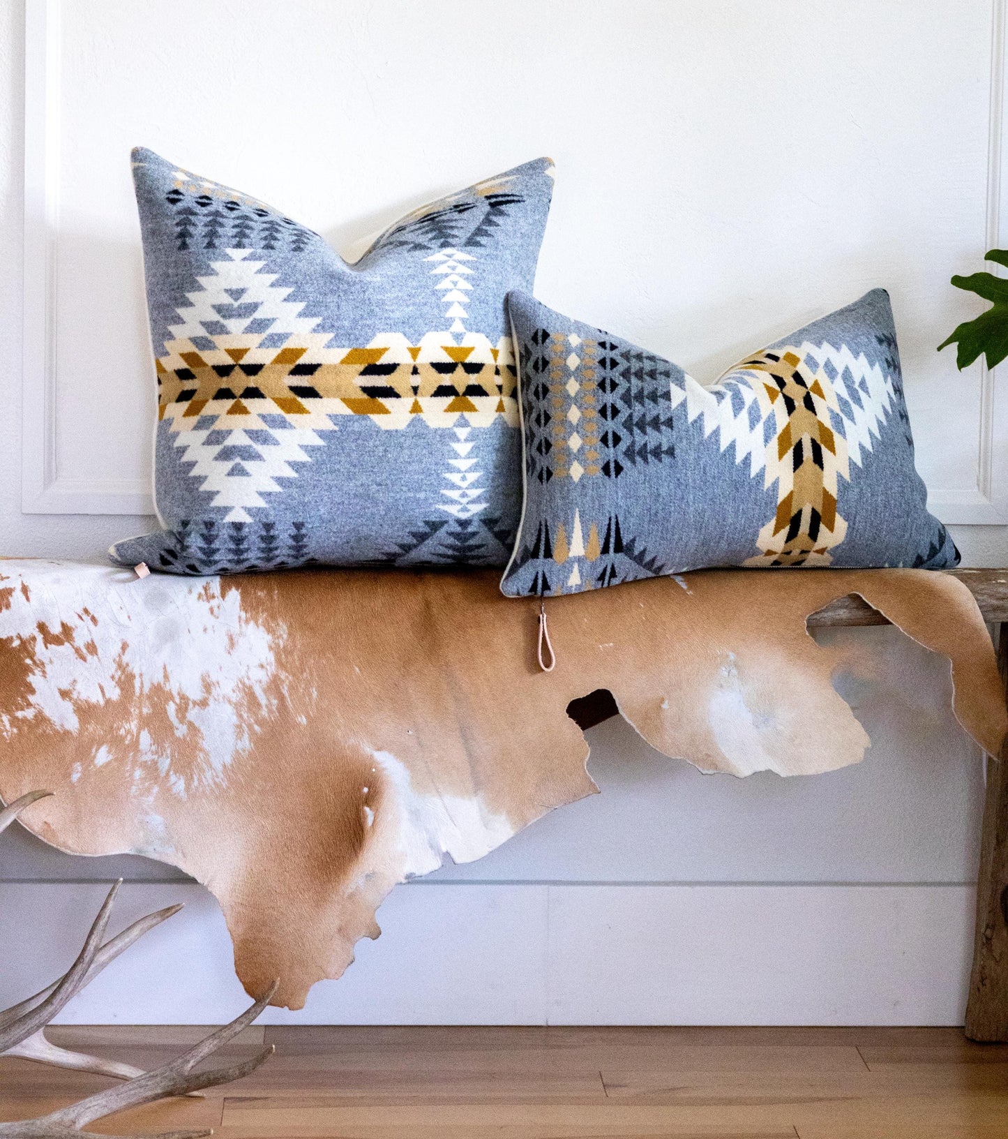 Rancho Arroyo Wool Pillow Cover – Gray Geometric Jacquard