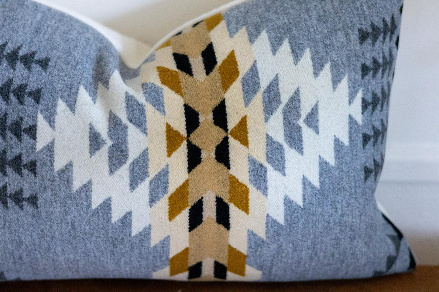 Rancho Arroyo Wool Pillow Cover – Gray Geometric Jacquard