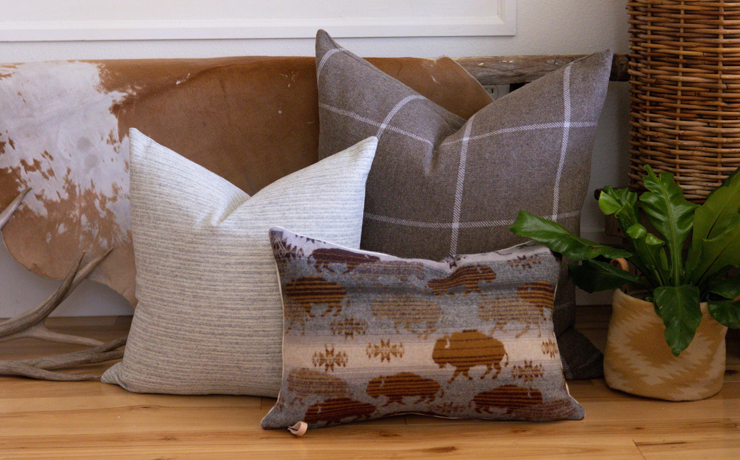Gray & Cream Striped Wool Pillow Cover – Ready to Ship