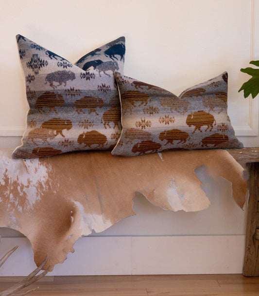 Heritage Buffalo Wool Pillow Cover – Gray | Made-to-Order