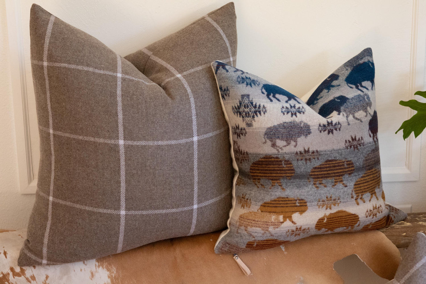 Heritage Buffalo Wool Pillow Cover – Gray | Made-to-Order