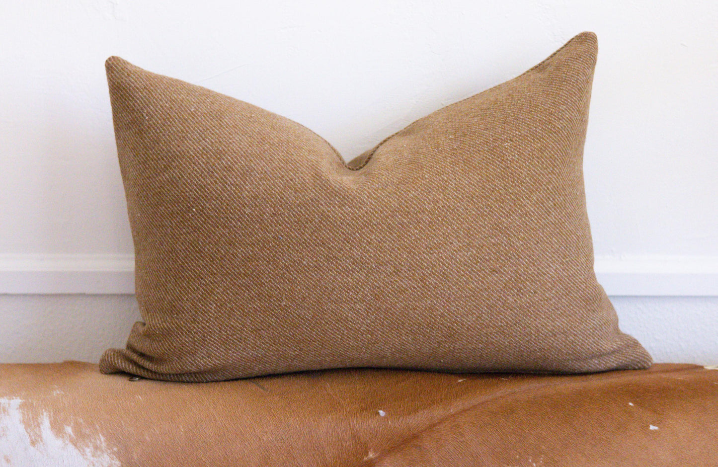 Tan Twill Wool Pillow Cover – Gold Tweed Lodge Accent