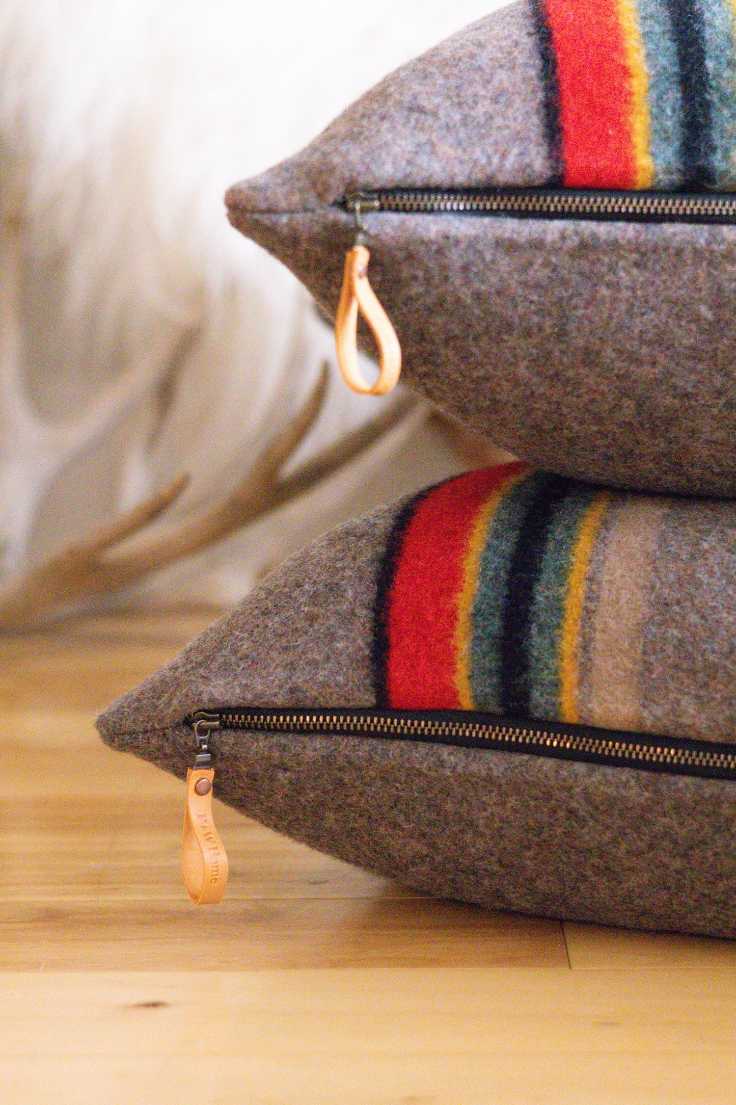 Yakima Camp Wool Pillow Cover — Mineral Umber Stripe • Rustic Cabin Pillow • Neutral Cozy Decor