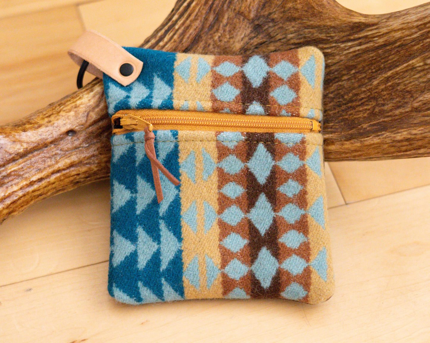 Handmade Wool Zippered Coin Purse: Southwestern Style