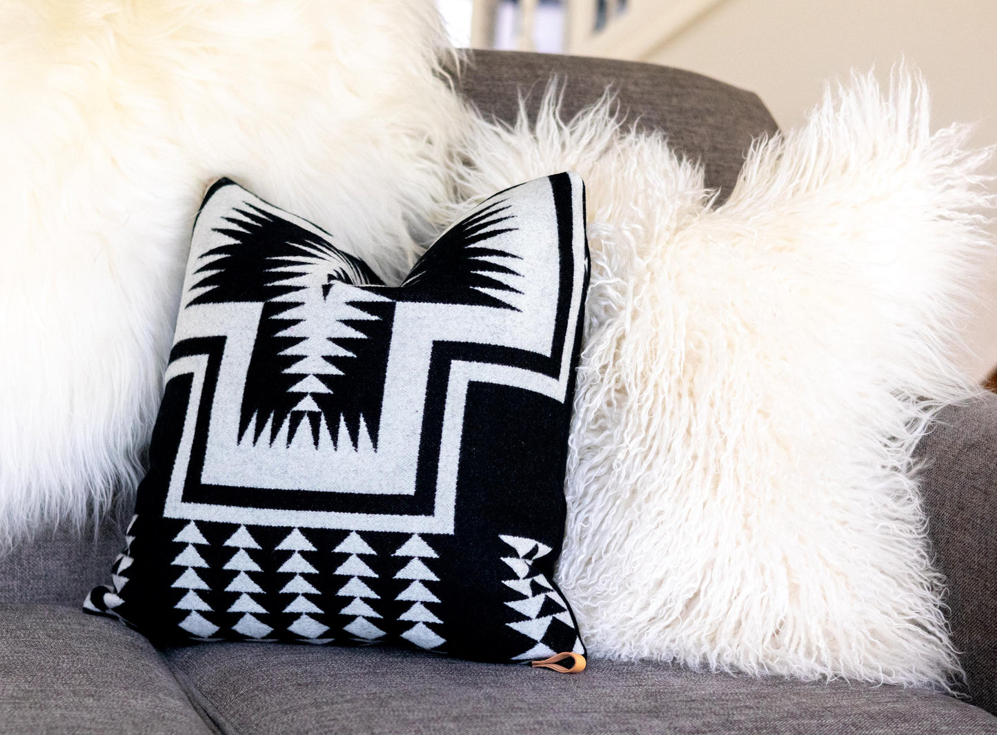 Walking Rock Pendleton® Wool Pillow Cover – Classic Black & White Design