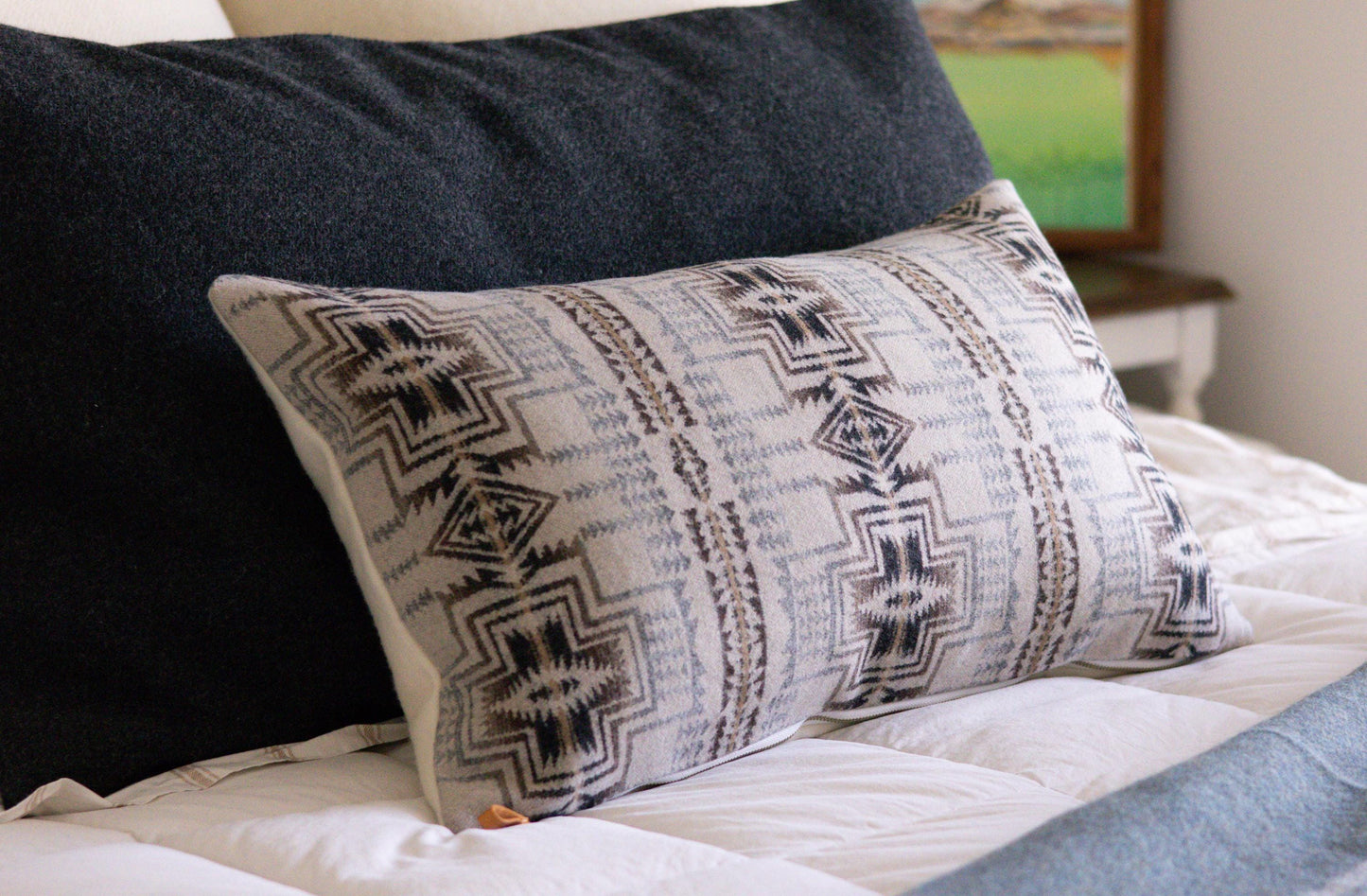 Harding Star Wool Pillow Cover – Grey & Cream Pendleton® Pattern