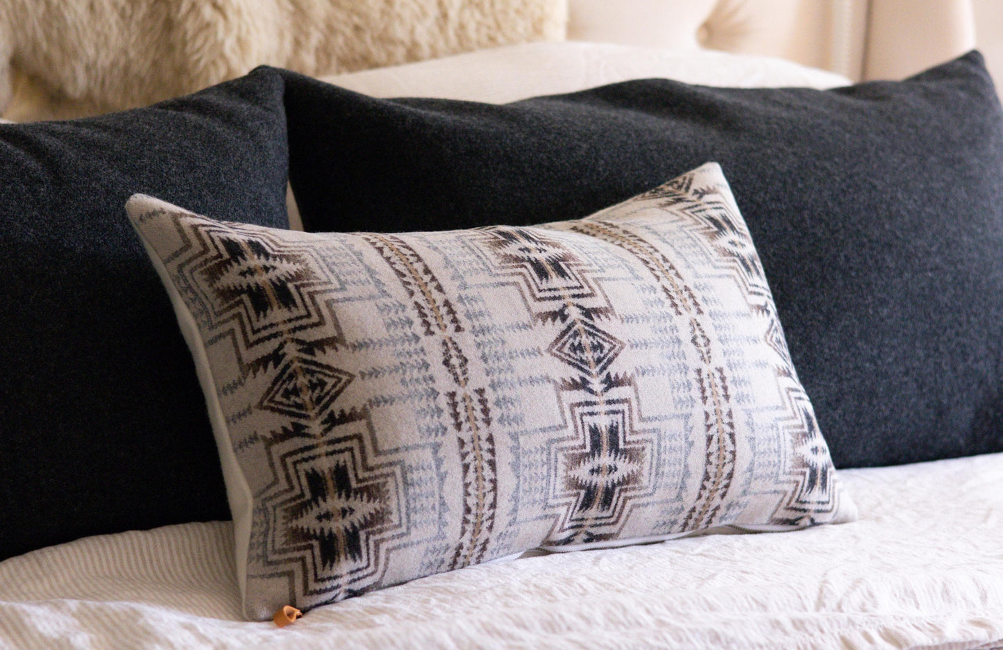 Harding Star Wool Pillow Cover – Grey & Cream Pendleton® Pattern
