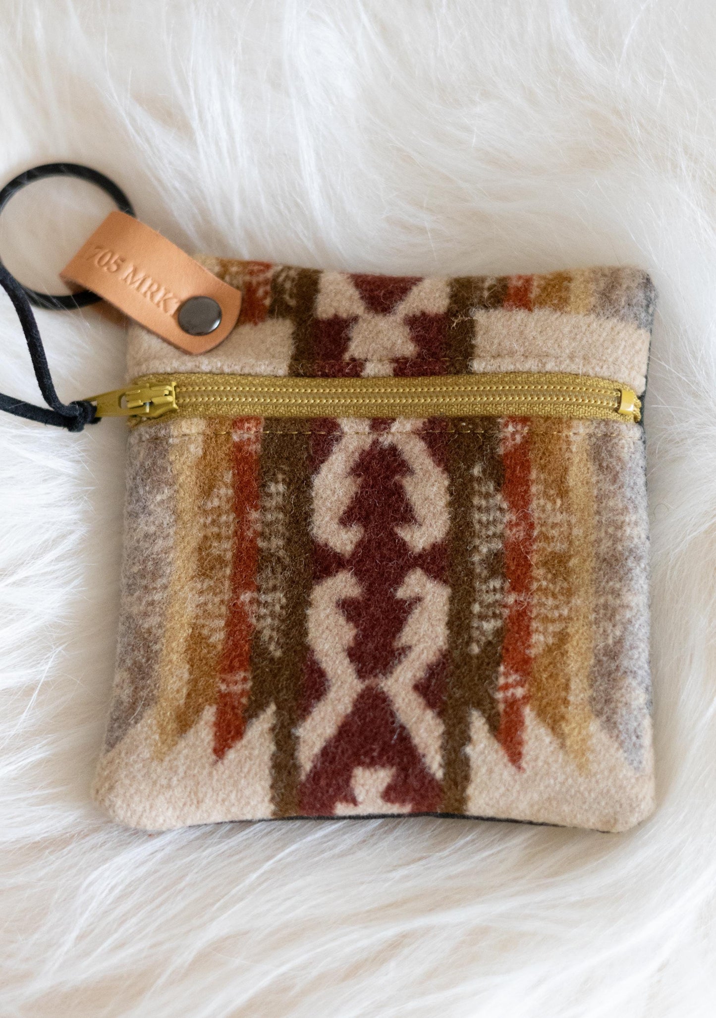 Handmade Wool Zippered Coin Purse: Southwestern Style